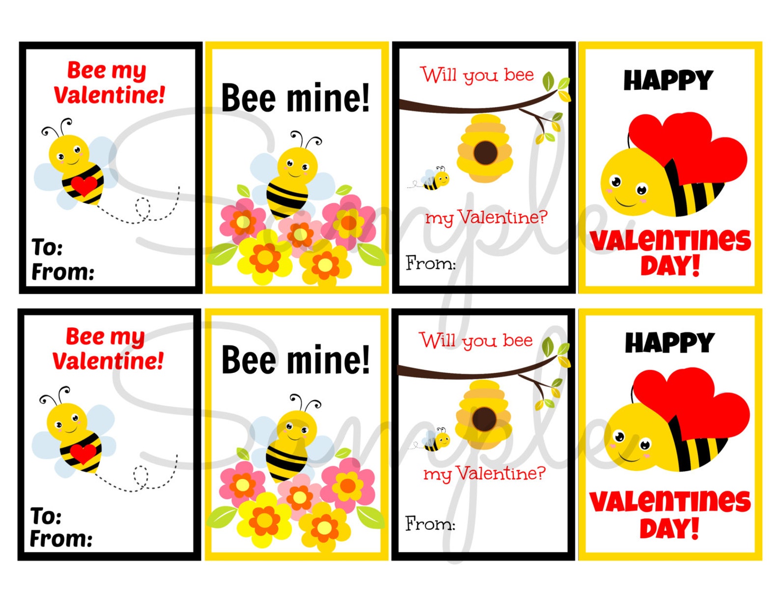 INSTANT Download BEE MINE Bumblebee Valentines Day Cards | Etsy