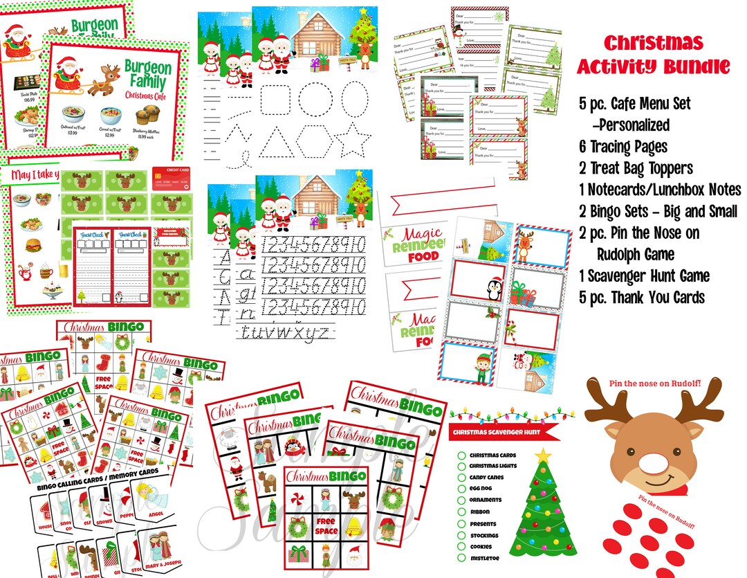 Printable Christmas Printable ACTIVITY BUNDLE Party Kit / Games Pack ...