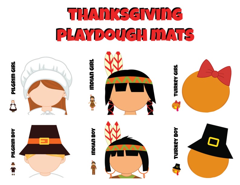 Thanksgiving Dough Mats Games Printable Download Fun Family Party diy Play image 1