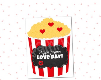 Printable POPCORN Valentines Day Cards School Lunch Box Jokes Printable lunchbox Notes kids Valentine cards Popcorn Printable Download