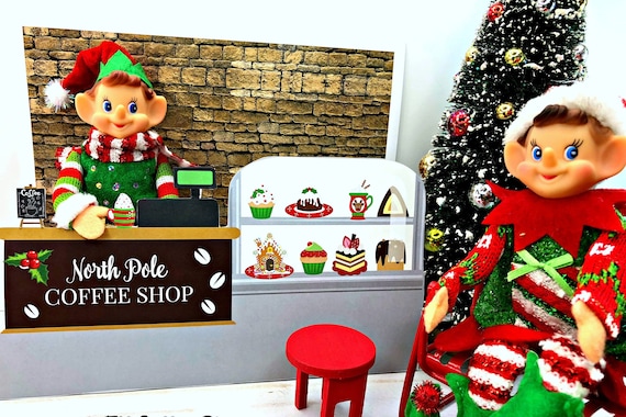 Elf HOT COCOA & SWEETS Counter Stand Printable Shelf Store