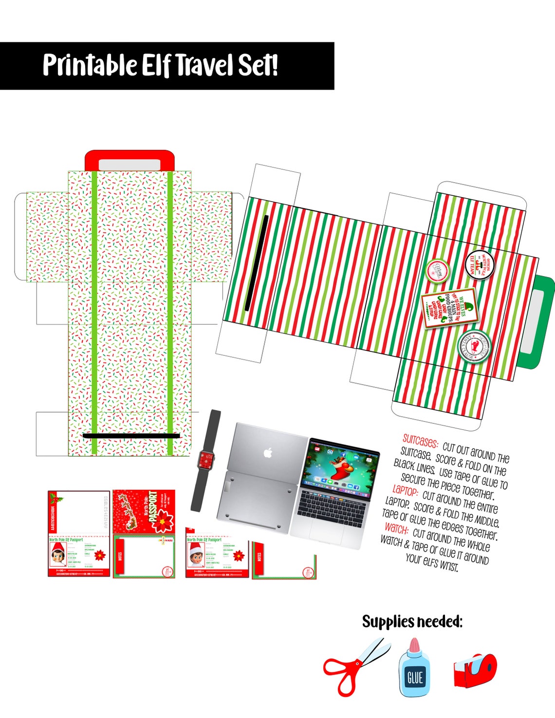 Elf TRAVEL Suitcase Printable Download DIY Shelf Activity Game - Etsy