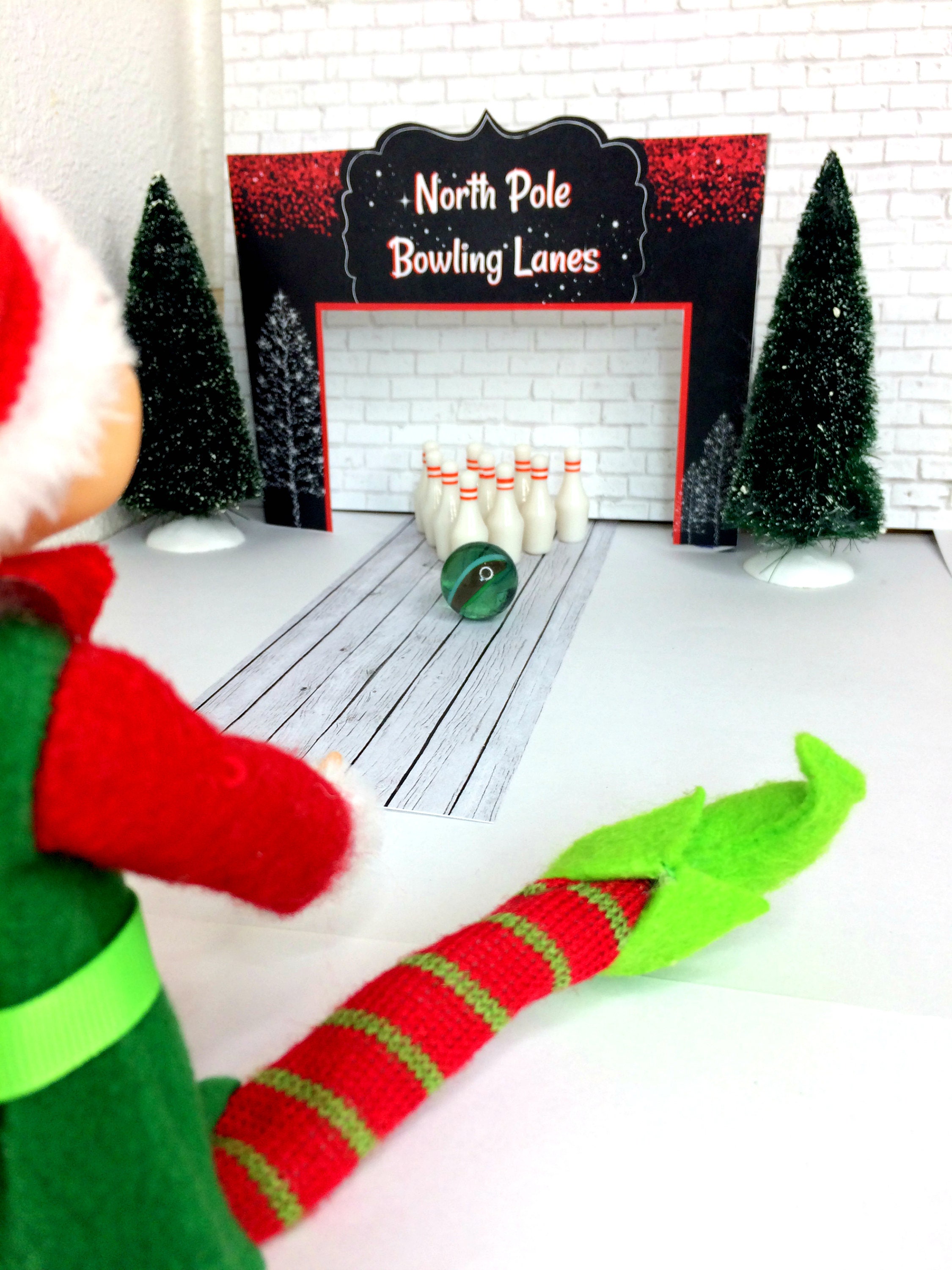 Elf BOWLING Alley Fun Game Activity Shelf Props Christmas