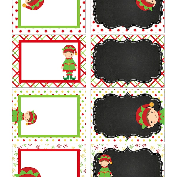 Elf CARDS NOTES Blank Christmas Props - Printable - Instant Download Tags Lunchbox