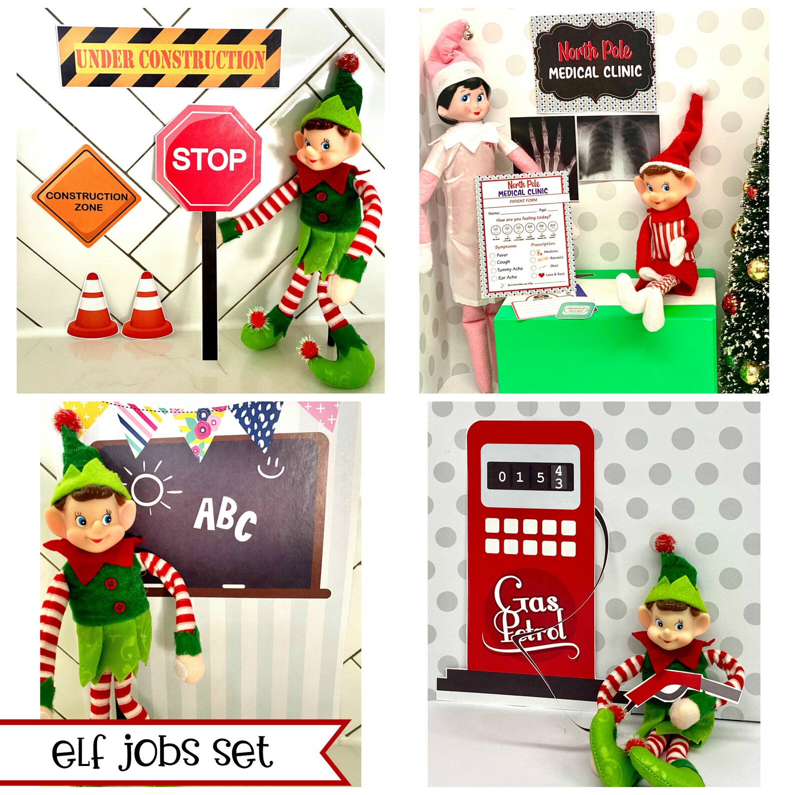 Elf Christmas JOBS Professions Activities Set DIY Printable Etsy