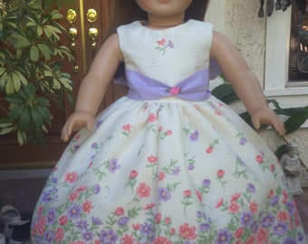 Handmade Floral Doll Dress: Fits 18 Inch American Girl Dolls