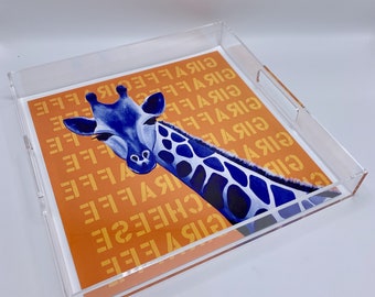 Acrylic Tray | Lucite Serving Tray | Decorative Serving Tray | Giraffe | Housewarming Gift | Birthday Gift