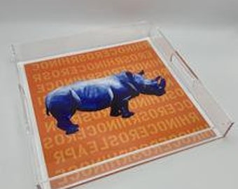 Acrylic Tray | Lucite Serving Tray | Decorative Serving Tray | Rhino | Housewarming Gift | Birthday Gift