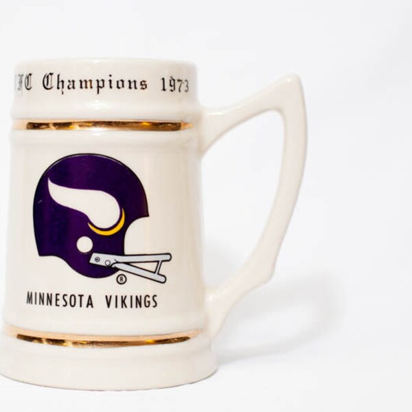 Vintage 70s Minnesota Vikings Football 1973 Super Bowl Beer Stein Mug