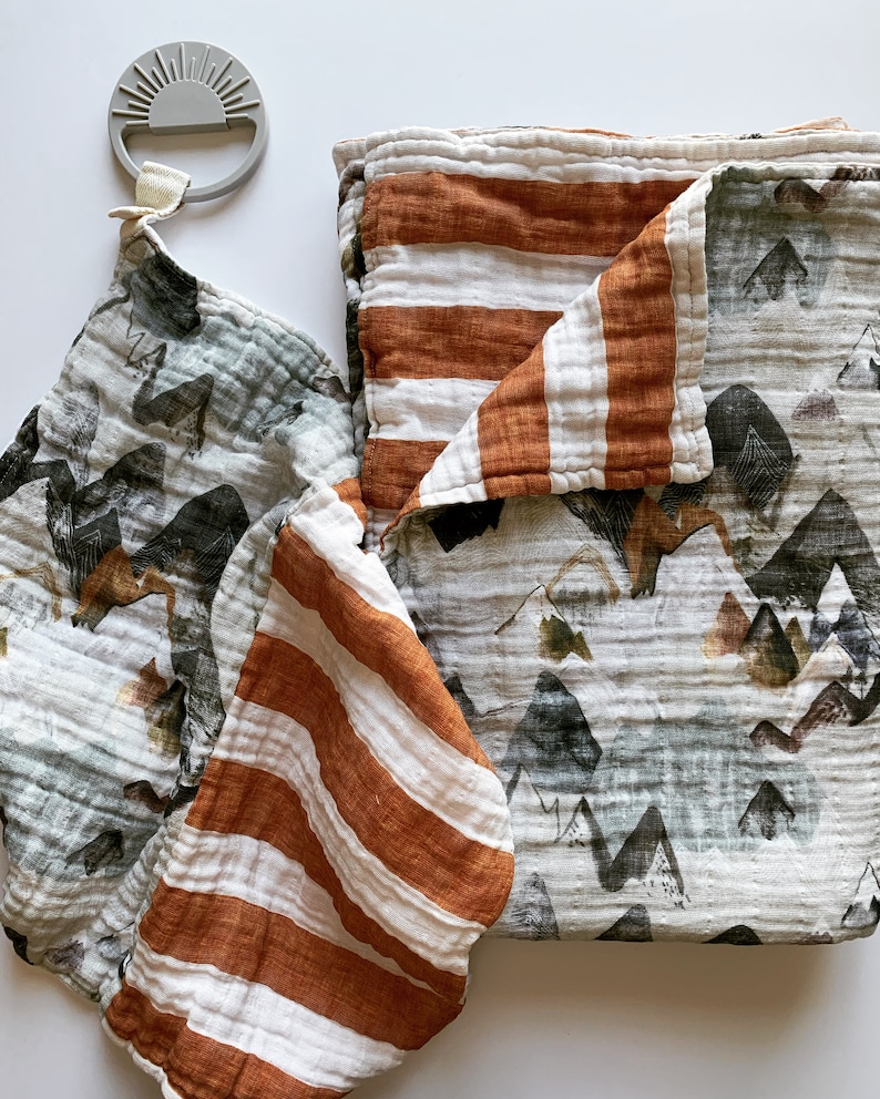 Muslin Lovey Wilder Reid Mountains Security Blanket Paci Etsy