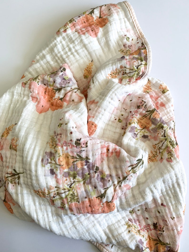 Boho Wildflower Muslin Cuddle Quilt baby blanket double Etsy