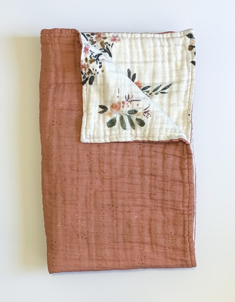 Meadow Wildflowers Muslin Quilt Baby Blanket Dusty Rose Etsy