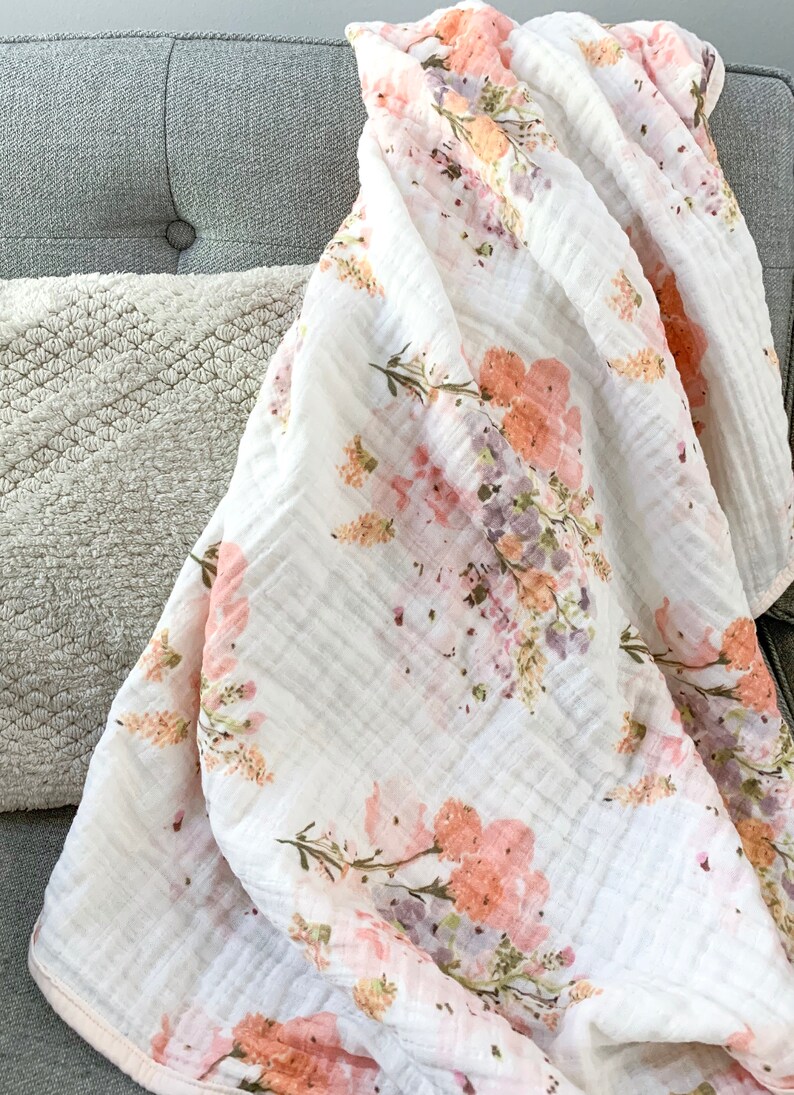 Boho Wildflower Muslin Cuddle Quilt baby blanket double Etsy