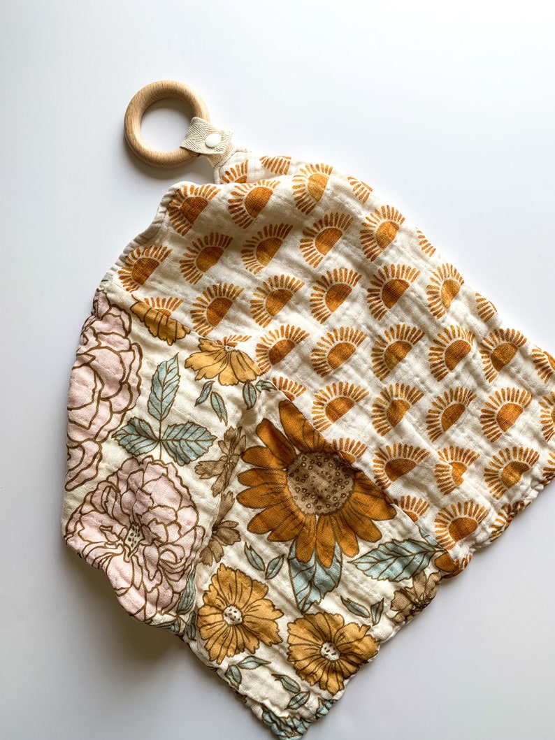 Muslin Lovey Suns and Golden Hour Floral Security Blanket Etsy