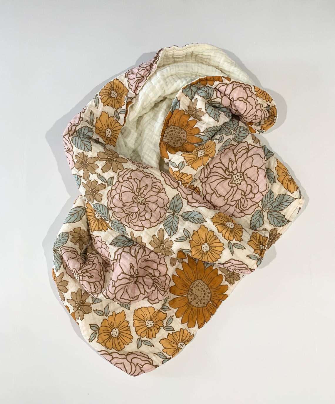Golden Hour Floral Muslin Quilt Baby Blanket Boho Nursery Etsy