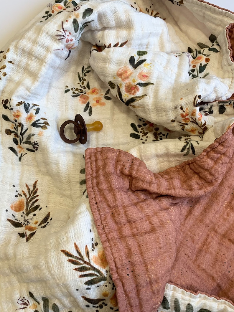 Meadow Wildflowers Muslin Quilt Baby Blanket Dusty Rose Etsy