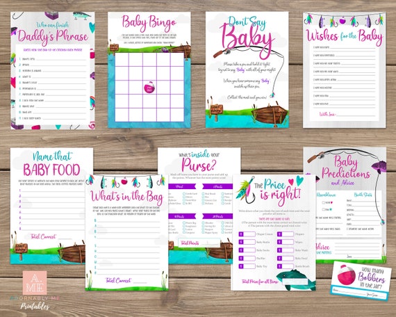 Girl Fishing Baby Shower Game Package Fishing Baby Game Baby Girl Baby  Shower Games Baby Bingo Price Guessing Baby Shower Games FGBS01 