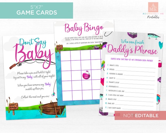 Girl Fishing Baby Shower Game Package Fishing Baby Game Baby Girl Baby  Shower Games Baby Bingo Price Guessing Baby Shower Games FGBS01 