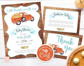 Pumpkin Baby Shower Invite Autumn Baby Shower Fall in Love Invite Rustic Truck Fall Baby Shower Vintage Truck Invite Gender Neutral Invite