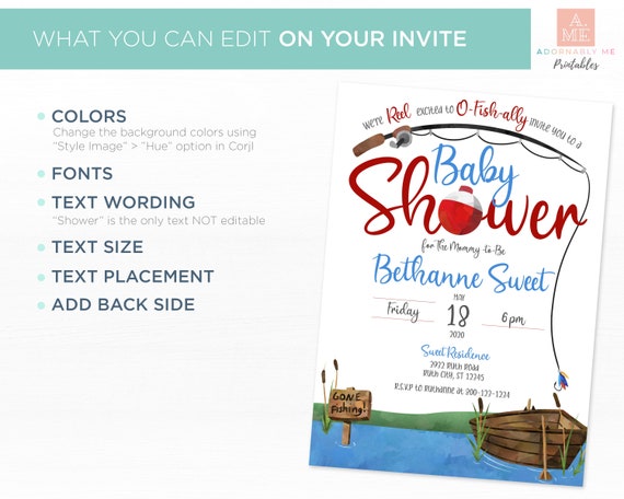 Fishing Baby Shower Invite-boy, Book Card, Thank You Card, Diaper