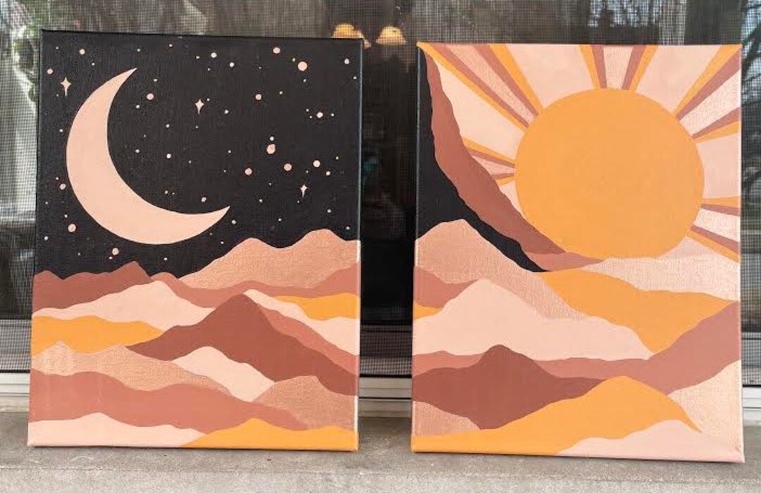 Sunset Moon Acrylic Painting — NATALY PAINTS