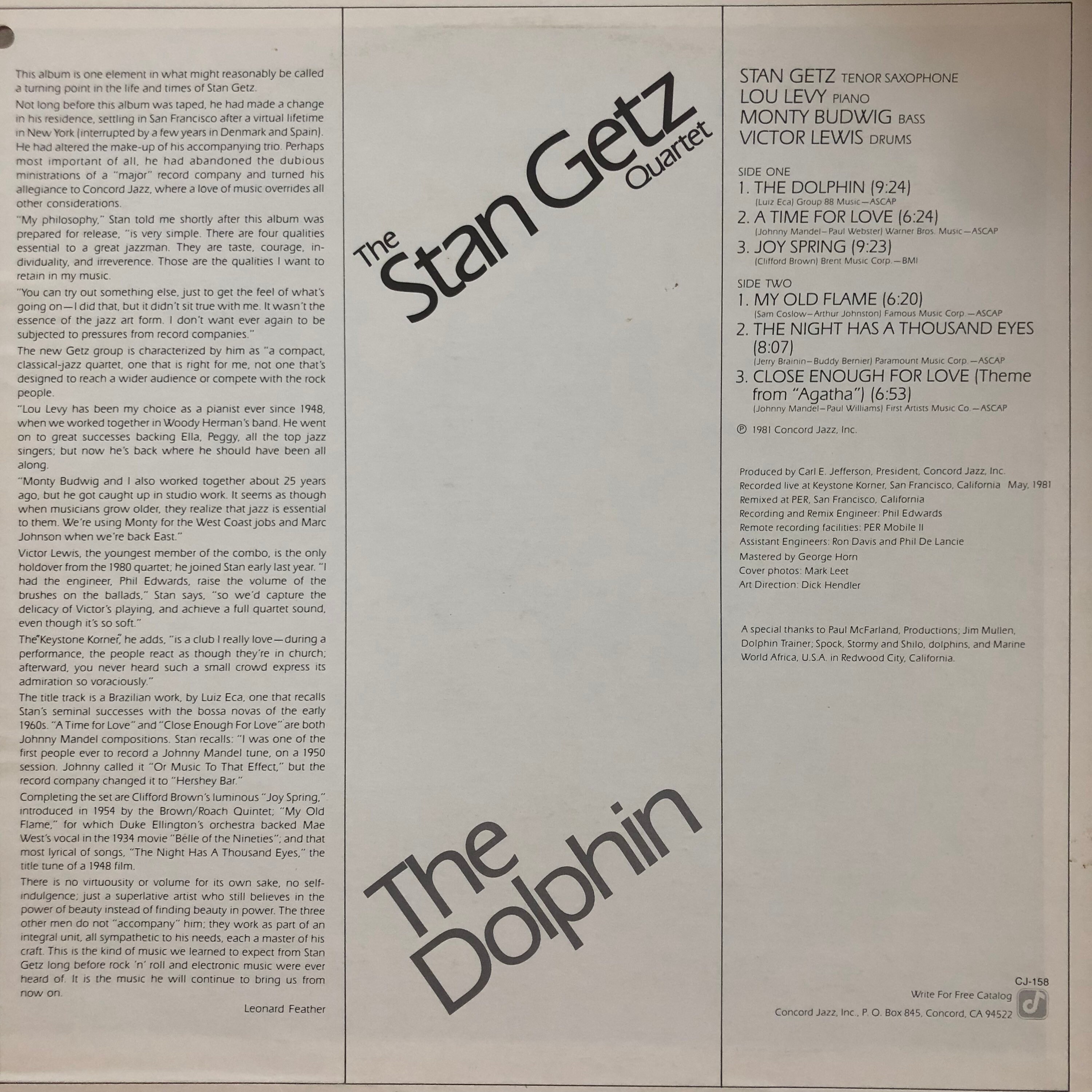 Vintage Jazz LP: the Dolphin by the Stan Getz Quartet