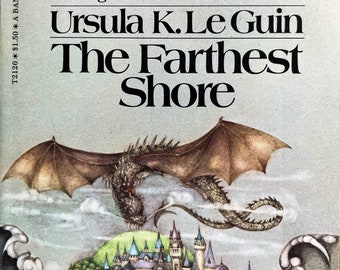 livre de poche vintage fantasy : The Farthest Shore d’Ursula Le Guin, 3e éd., 1re impression, Bantam, 1975