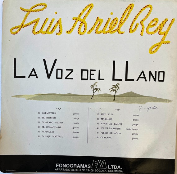Vintage Latin Folk LP: Todo El Sabor Del Llano by Luis Ariel Rey