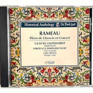 Classical CD: Rameau Pieces de Clavecin en Concert by Gustav Leonhardt and others, re, rm, The Bach Guild OVC2520, 1990, sample.