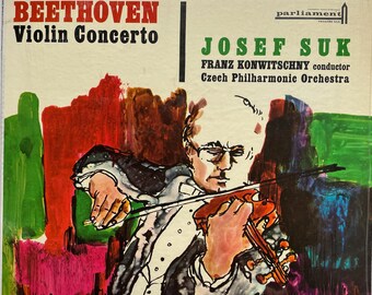 Vintage classical LP: Beethoven Violin Concerto by Josef Zuk, Czech Philharmonic, Parliament PLP-S-169, 1962