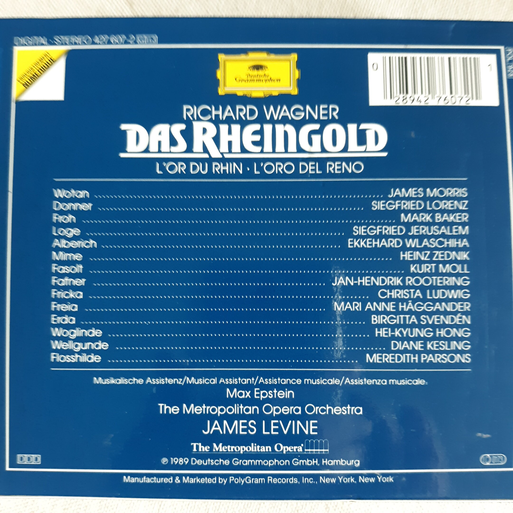 Richard Wagner Das Rheingold CD Box Set: Metropolitan Opera, James 