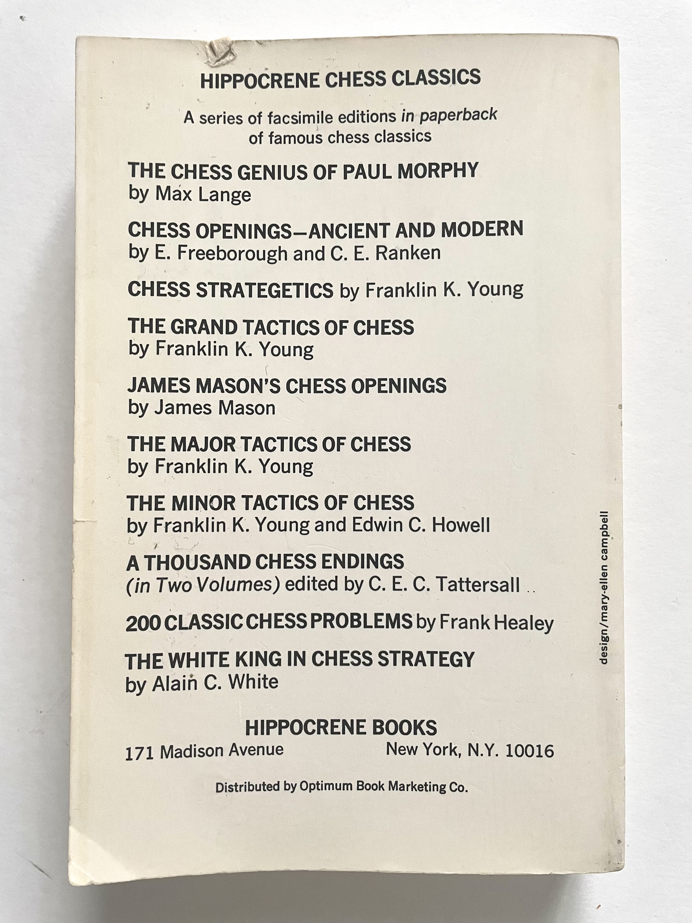 Spring Hippocrene Chess Book: the Chess Genius of Paul Morphy by Dr. Max Lange, 1st ...