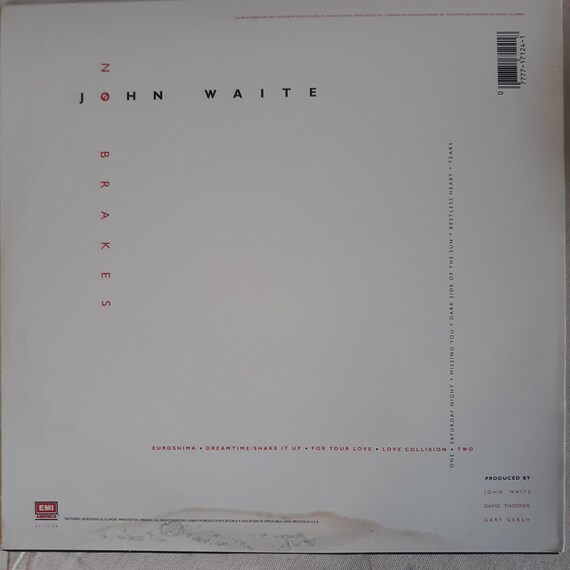 Vintage Pop Rock LP: No Brakes by John Waite, EMI ST-17124, 1984