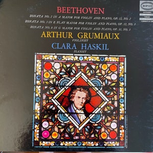 Vintage classical LP: Beethoven Sonatas 2, 3, 8, by Arthur Grumiaux and Clara Haskil, mono, Epic LC3488, ca 1960.