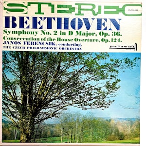 Vintage classical LP: Beethoven Symphony No. 2 by Janos Ferencsik and Czech Philharmonic, Pariament PLPS-156, 1960s
