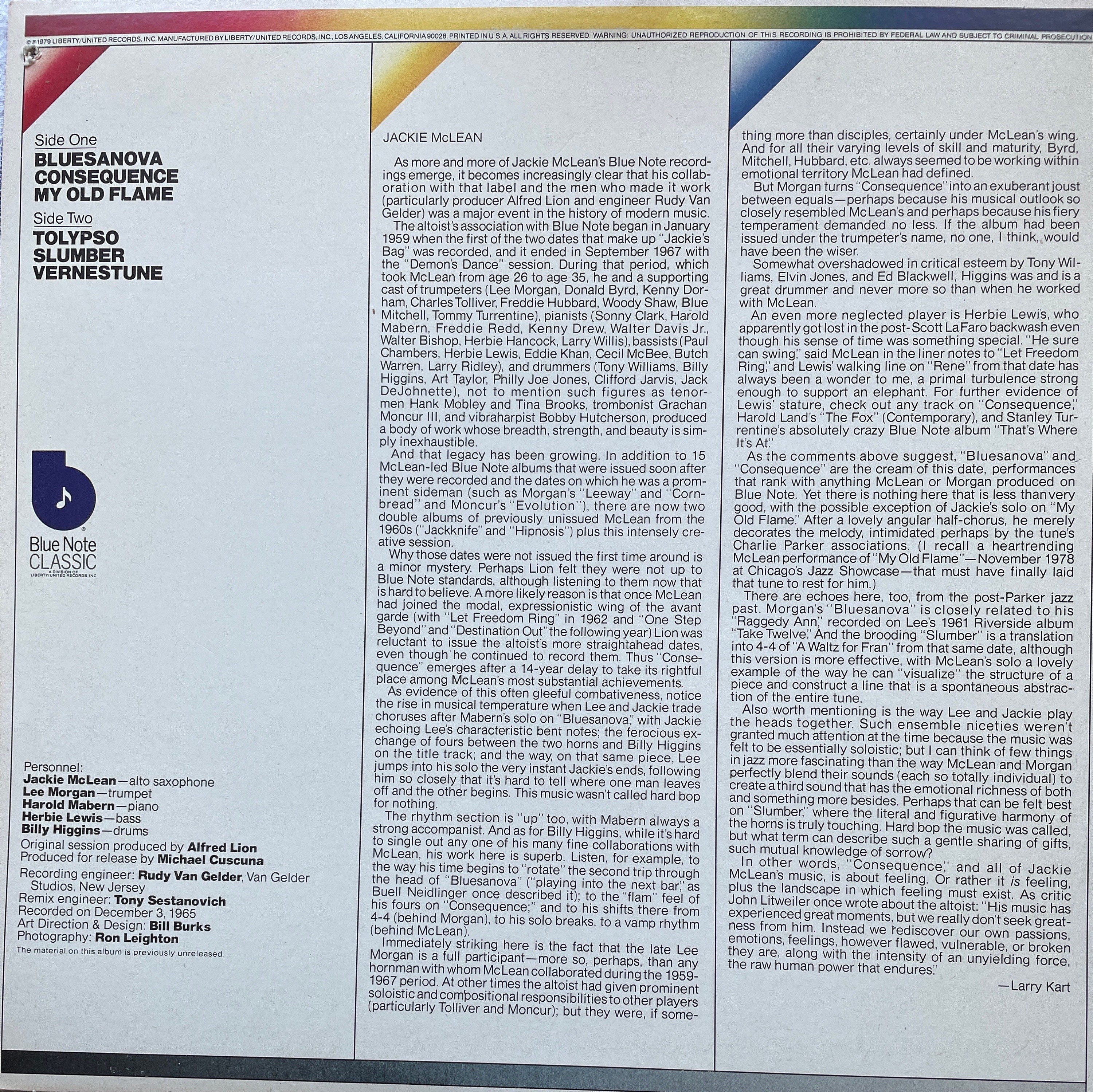 Consequence/Jackie McLean（Blue Note日本盤 キング） Jackie McLean: Jacknife (1965-6) Blue Note⁄ UA | LondonJazzCollector