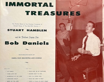 Vintage Gospel LP: Immortal Treasures by Bob Daniels, mono, red, Sacred LP9026, 1958