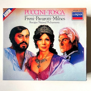 Opera CD Box Set: Puccini - Tosca with Mirella Freni, Luciano Pavarotti, National Phil. Orch., re, rm, ADRM, London 414036-2, 1988