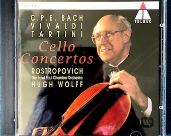 Classical CD: Bach, Vivaldi, Tartini Cello Concertos by Rostropovich, St. Paul C. O., ddd, Teldec 77311-2, 1993
