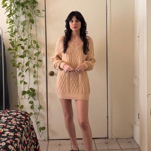 tan oversized sweater dress How to Style a Tan Sweater Dress