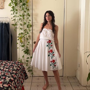1970s sleeveless hand embroidered cotton dress