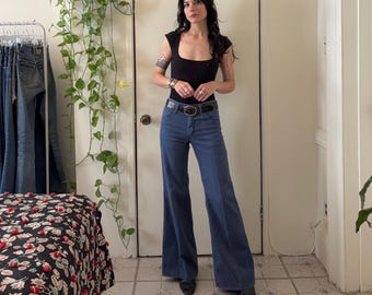 Pantalones vaqueros de pierna ancha Blue Bell WRANGLER de los años 70