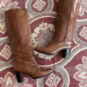 1970s GUCCI knee high leather heeled boots