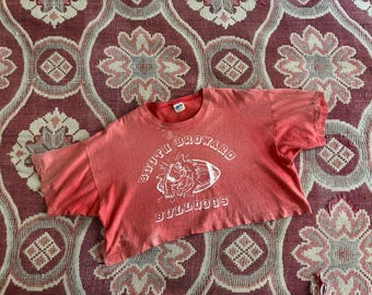 1970s BULLDOGS soft and faded athletic crop top