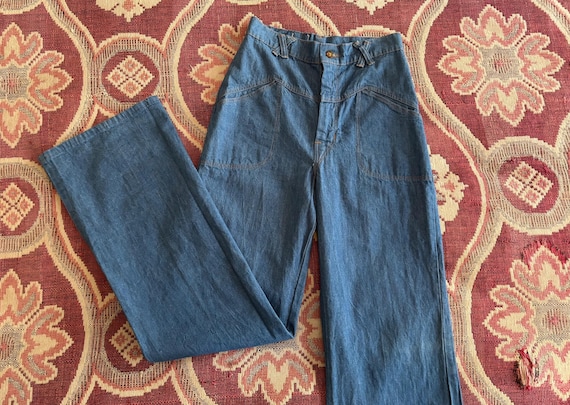 1970s high waisted wide leg denim trousers - image 5
