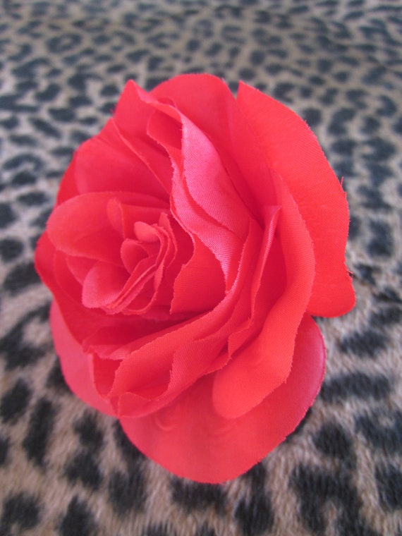 Red Rose Hair Clip Birthday Flower Pinup Rockabilly Etsy