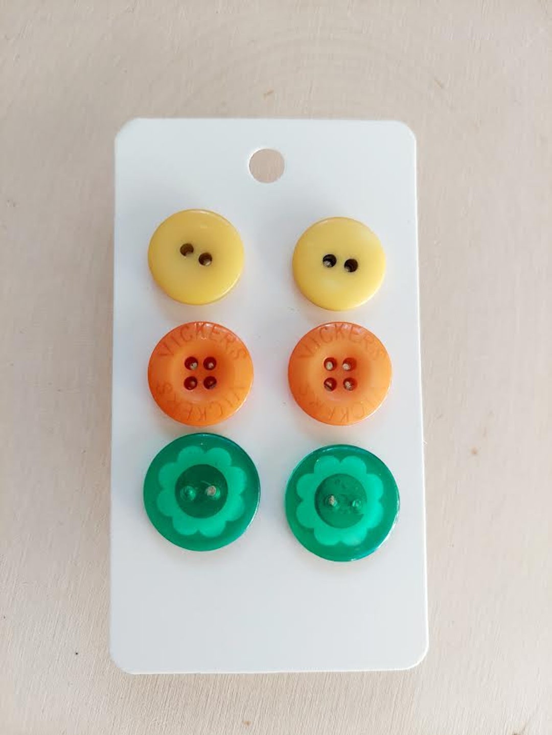 Button Style Earrings/ Natural Colors / Buttons / Button Etsy