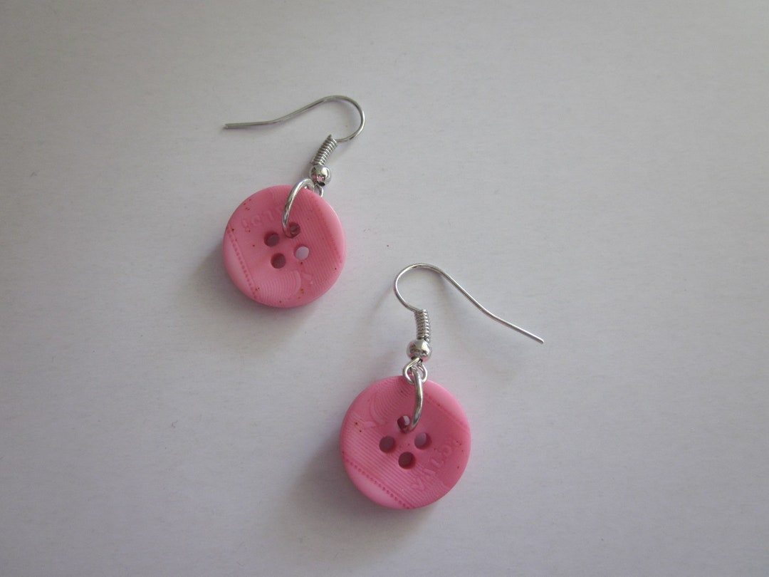 Button Style Earrings/ Natural Colors / Buttons / Button Earrings / Festival / Fun / Seamstress