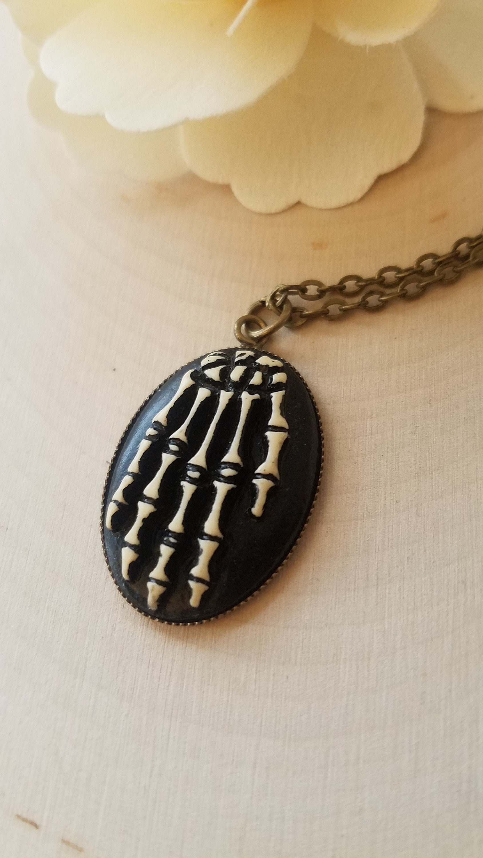 Steampunk Skeleton Hand Necklace-/ Steampunk Necklace Filigree