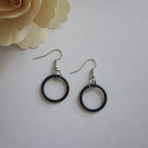 Rubber Earrings-/ Upcycled / Recycled Rubber Parts / Black, Modern Geometric / Eco-Friendly / Gift